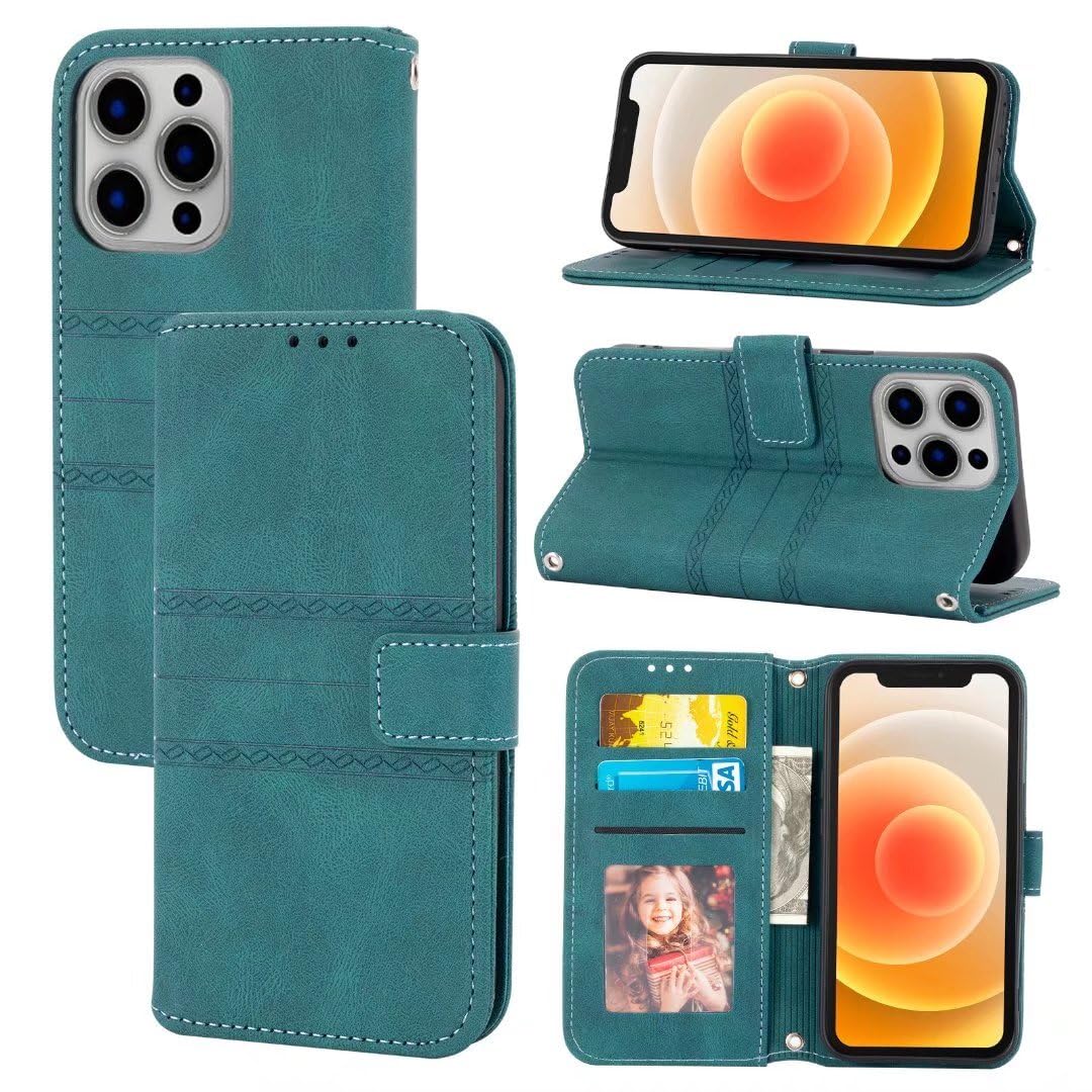 Étui iPhone 16 Plus en cuir bleu avec fermeture magnétique - 7