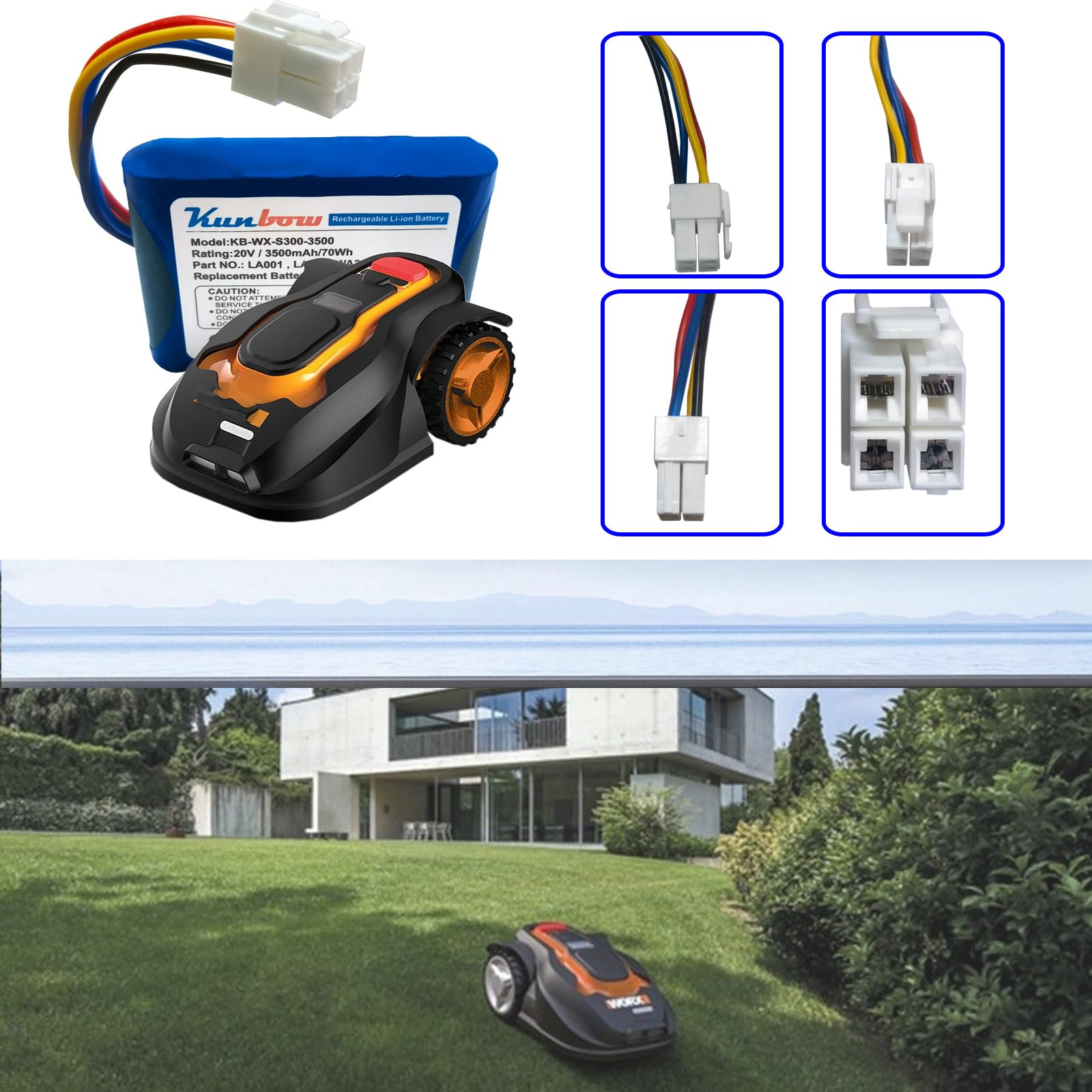 20V 3500mAh Rasenroboter-Akku, Ersatzakku für Landxcape LX790i / LX790 / LX792 / LX795 / LX796 / LX797 / LX991 & Ferrex 800 m² 2021, LA0001/LA0002/WA3230/WA323, Ersatz für Landxcape akku.