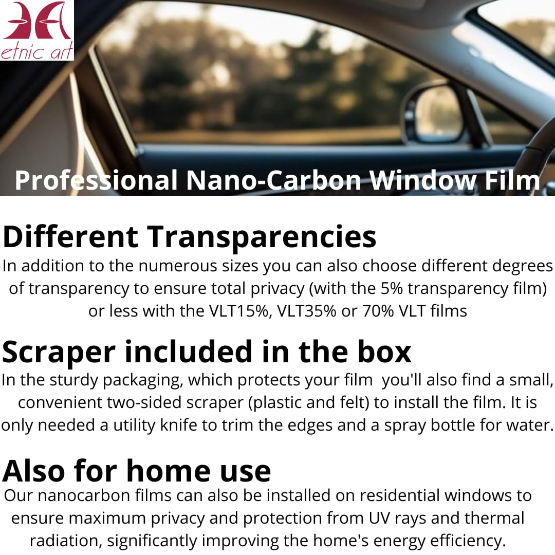 Film occultant pour vitres de voiture, nano-carbone, qualité professionnelle, dimensions grandes, petites tailles, anti-rayures, pare-soleil, anti-reflets, thermoformant, adhésif, pour fenêtres de
