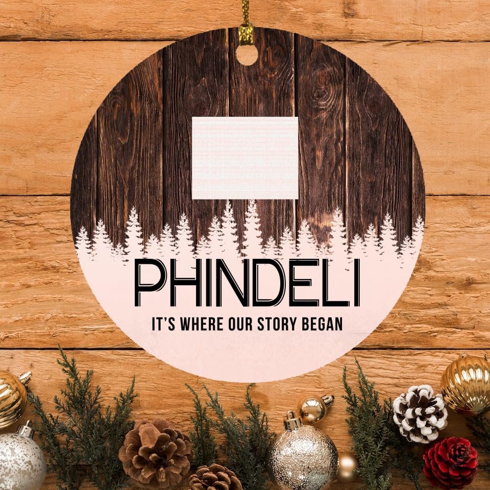 Christmas Tree Ornament 2023 with City Name PhinDeli Wyoming Gift PhinDeli WY It's Where Our Story Began - Xmas Decoration Gift Family Rustic Holiday MDF Plastic 3" White