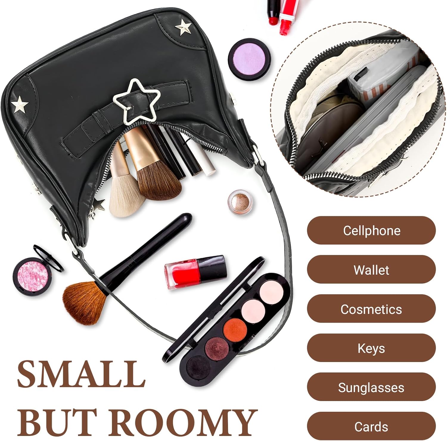 Y2K Purse Shoulder Bag, Women's Vintage Buckle y2k Shoulder Bag, 90s Mini Underarm Cute Purse, PU Leather Handbag Clutch Purses - Image 7