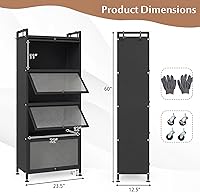 Vista 3 de Giantex Armario de almacenamiento de cocina de 5 niveles, soporte móvil para microondas con puertas de policarbonato abatibles, estante para hornear