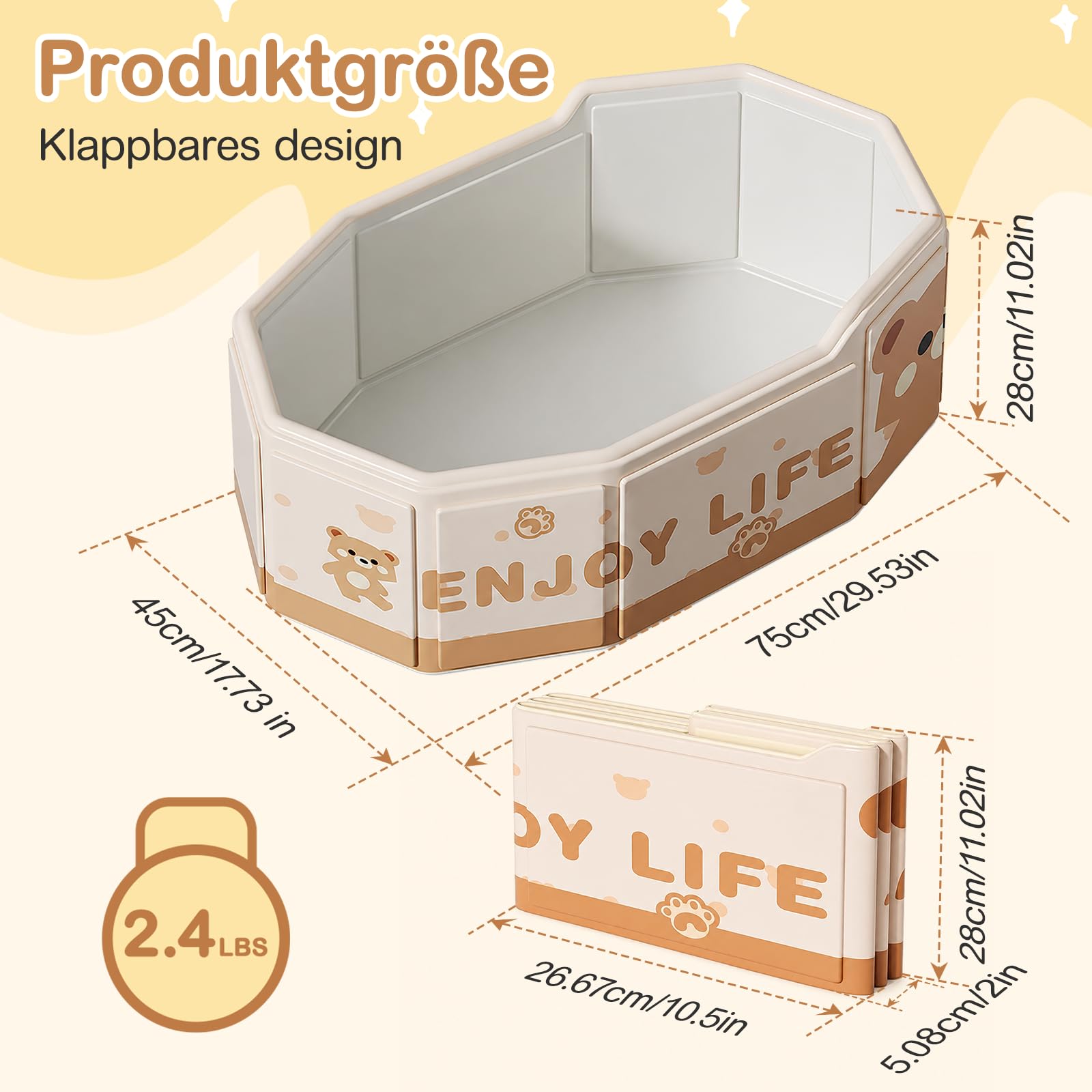 Babybadewanne faltbar, tragbare Babywanne 0-8 Jahre, Kinderplanschbecken & kleiner Kinderpool für Dusche und Badewanne, mit Ablassschraube, kompakt, leicht, platzsparend, reisefreundlich ideal
