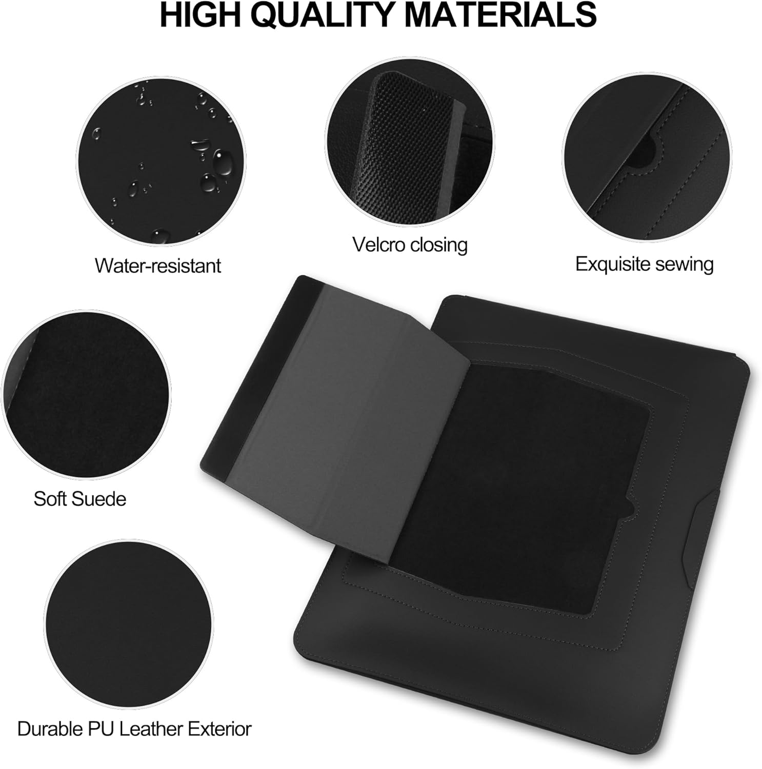 15.6" Laptop Sleeve-Compatible with MacBook Pro 16/15.4'' MacBook Pro 15, Mac Air 15 - Waterproof Soft 15 16 inch pc case for HP, Dell, 15 inch Laptop Sleeve case,Black - Image 4