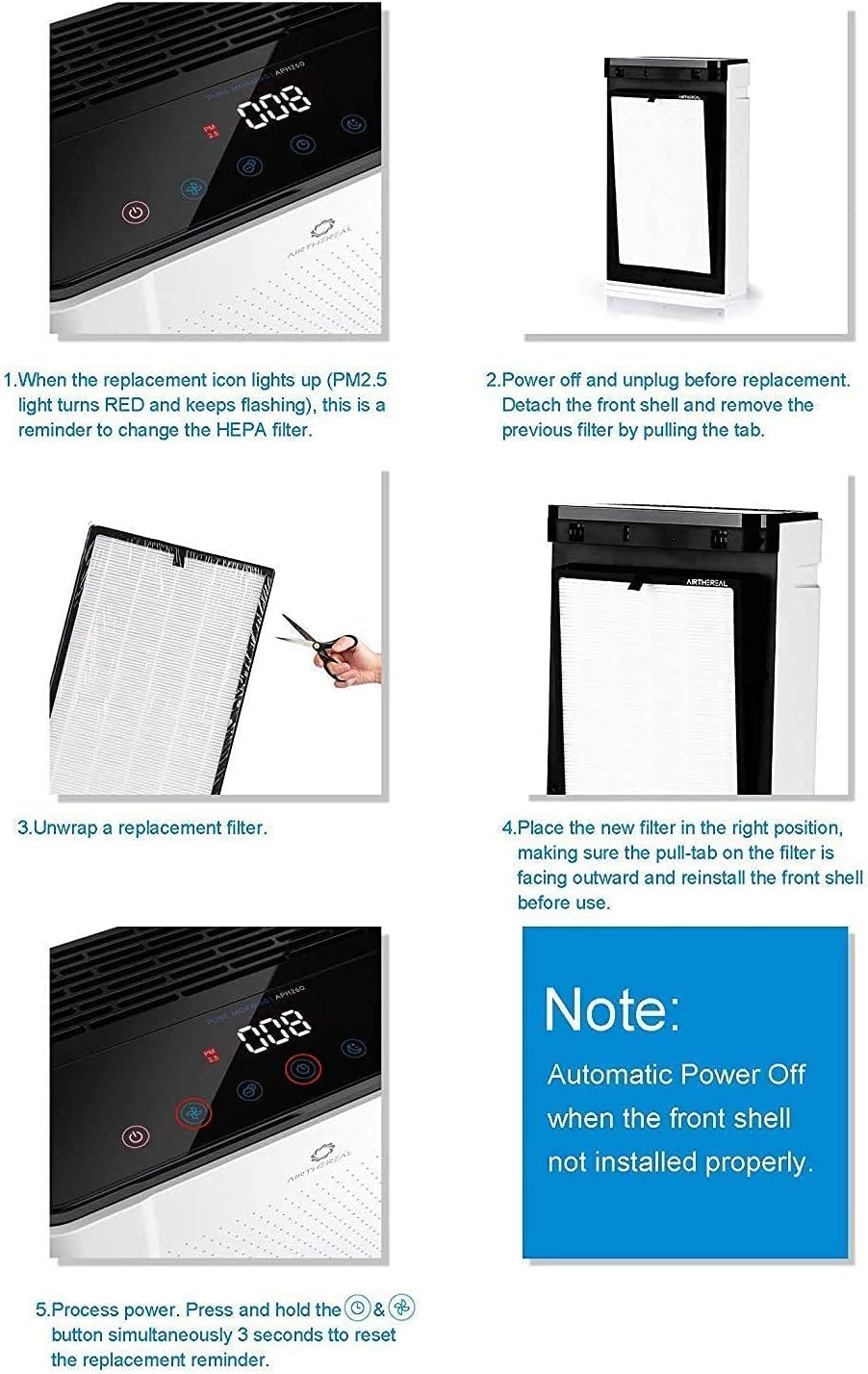 Airthereal Bundle | APH260 Air Purifier and 1-Pack Spare Replacement Filter, Pure Morning