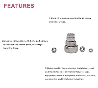 Vista 4 de cSeao 100 tuercas hexagonales 1/4-20 de acero inoxidable 304, acabado liso