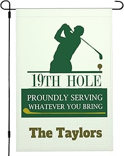 Personalized Golf Garden Flag Gift,Burlap 19th Hole Signs Golf Flags for Yard 12X18 Double Sided,Customized Golf Decor Golfer Retirement Gifts for Men, LIGHT GREEN