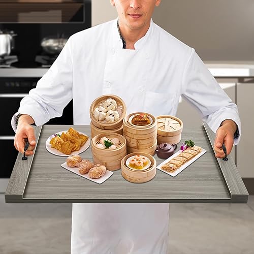 Miniatura 8 de Cubierta superior con asas, bandeja decorativa de madera maciza, cubierta para estufa, utensilios de cocina hechos a mano para cocina, camping,