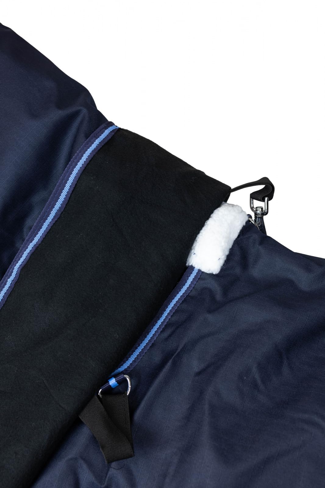 RL24 - Weidedecke Full Neck Basicline 600D Nylonfutter m. Füllung – Pferde Winterdecke – wasserdichte Outdoordecke m. Kreuzbegurtung – Pferdedecke in Blau/Babyblau – Größe 135cm (100g/m²)