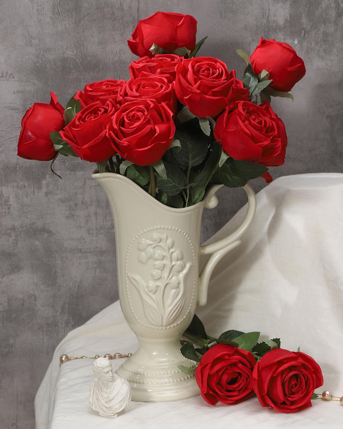 LEUCHTAMOR 10pcs Artificial Roses Red Fake Rose Flower Realistic Faux Roses for DIY Wedding Bouquets Bridal Shower Centerpieces Floral Arrangements Party Tables Home Decorations - Image 4