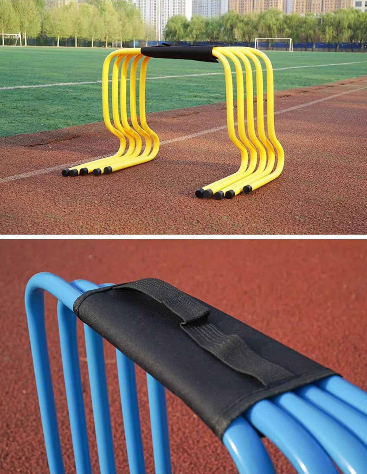 Juego de 5 Vallas de Agilidad: Equipo de Entrenamiento para Atletismo en Interiores y Exteriores, obstáculos para Saltos, portátil con Correa de Transporte, Amarillo, 15 cm (5 7/8"