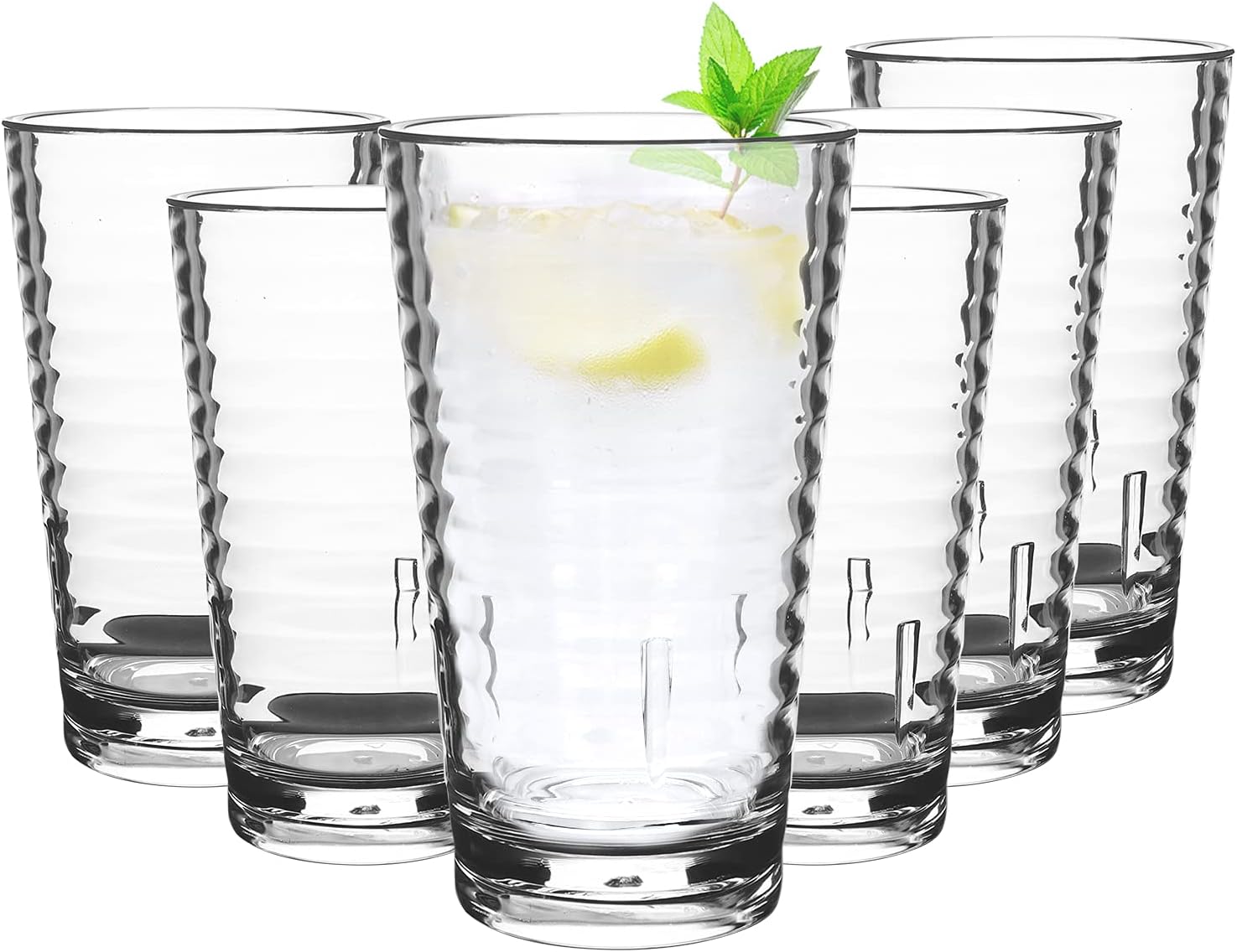 Jodsen 6Pcs 385ml Plastic Glasses,Acrylic Plastic Water