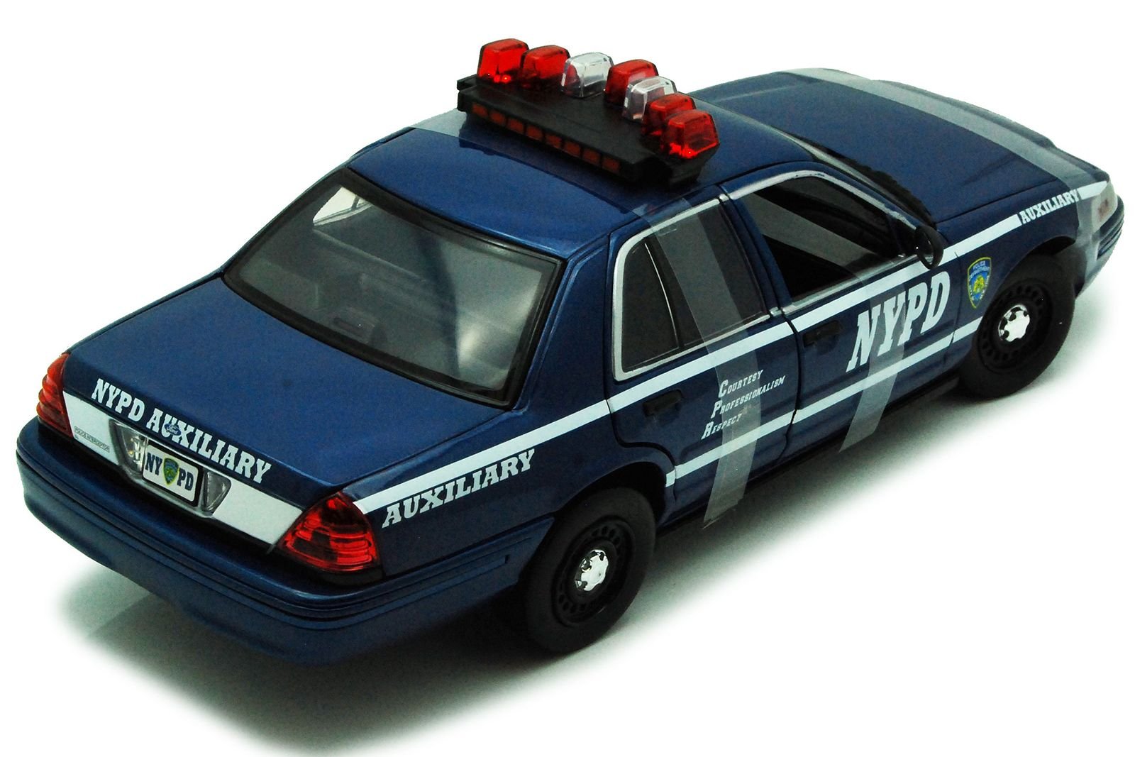 Greenlight 2001 Ford Crown Victoria Nypd Car Blue Auxiliary
