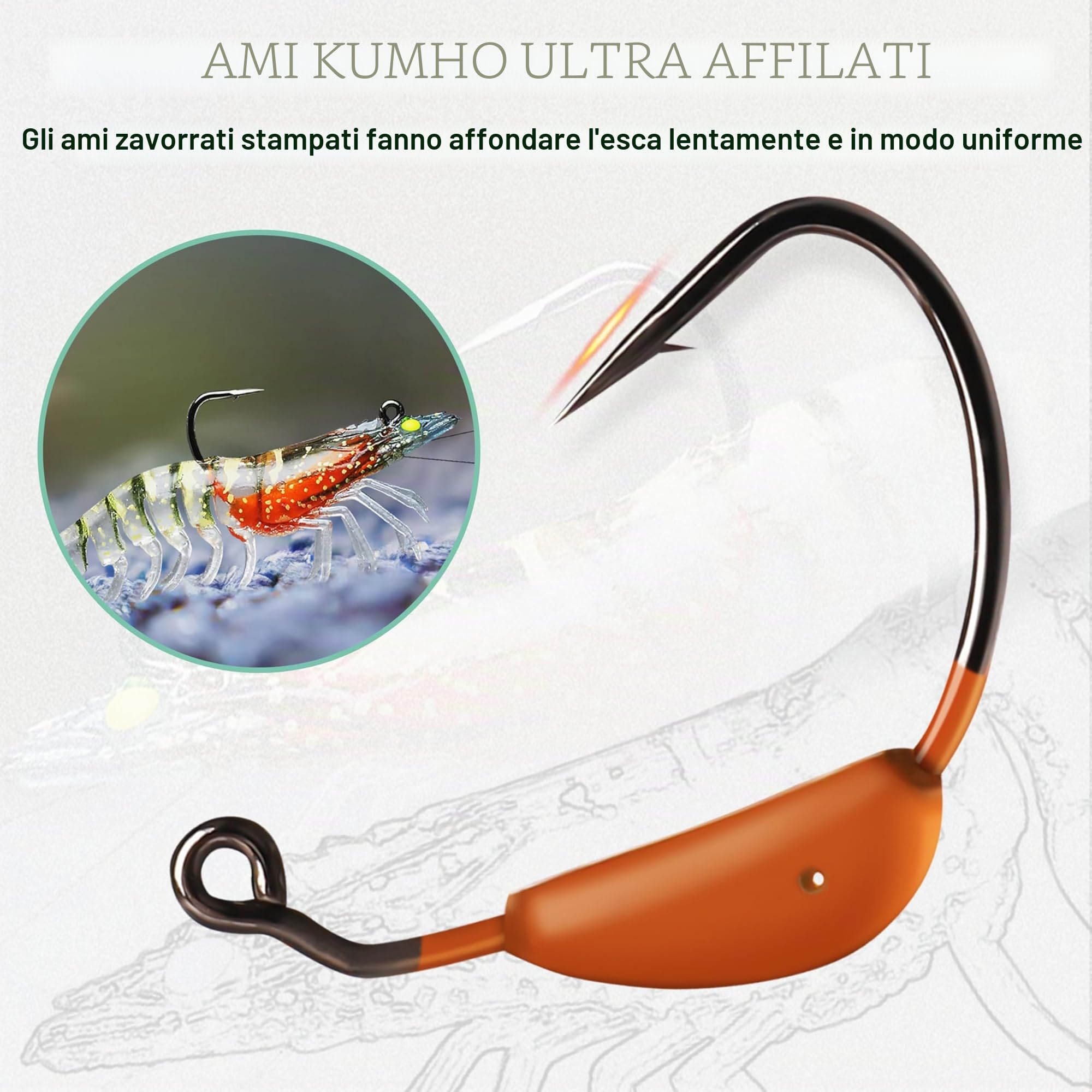 TRUSCEND Esche Artificiali Da Pesca Pre-Innescate Per Acqua Dolce E Salata, Esca Innovative Super Resistenti In TPE Per Spigole E Trote, Esche Artificiale Simili A Gamberi, Da Tenere Separatamente