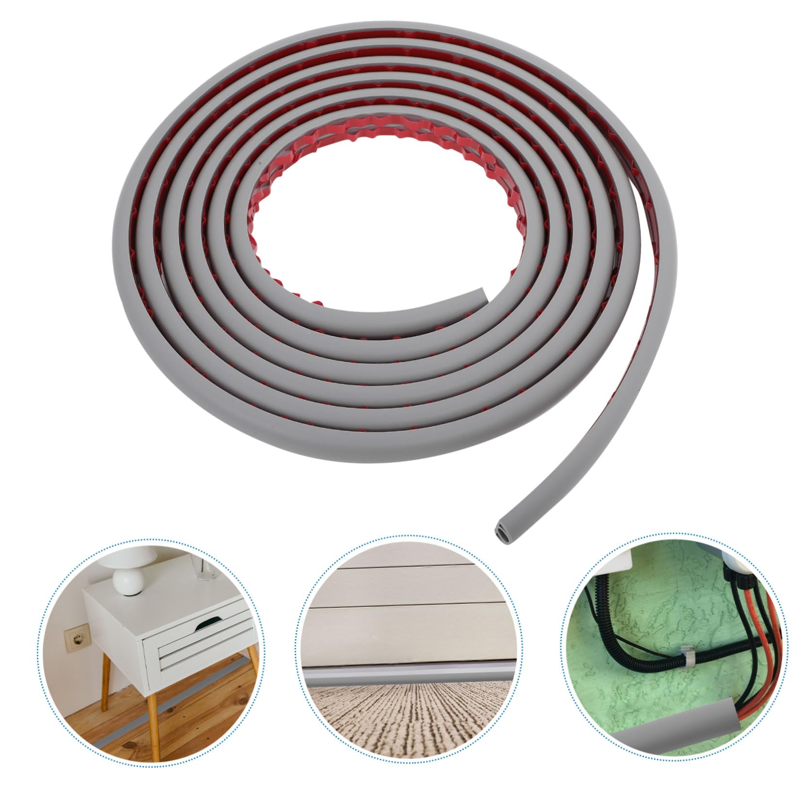 Canaleta Adhesiva para Cables de Pared Tubo Organizador Gris con Interior Protección y Ocultación de Cables para Hogar y Oficina