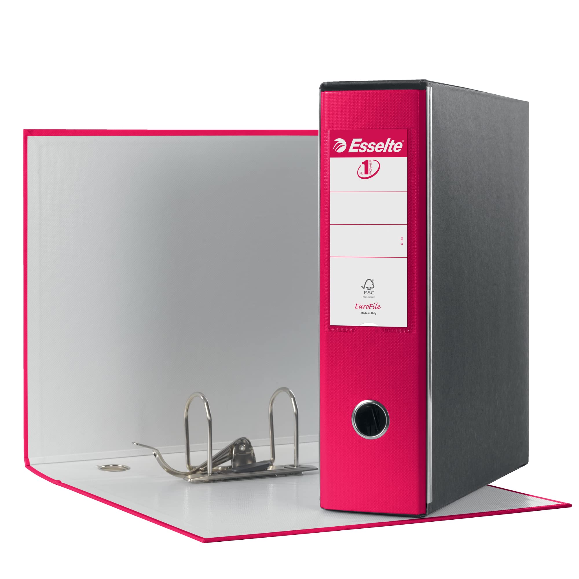 ESSELTE G53 EUROFILE Registratore - f.to commerciale dorso 8 cm - Fucsia - 390753900 - Conf. da 6 Pezzi