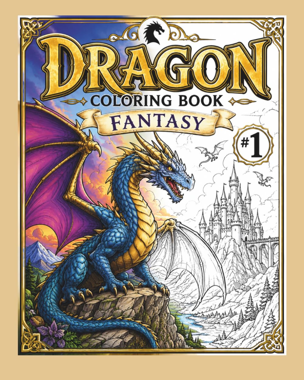 Fantasy, The Enchanted Dragon Realm: coloring book