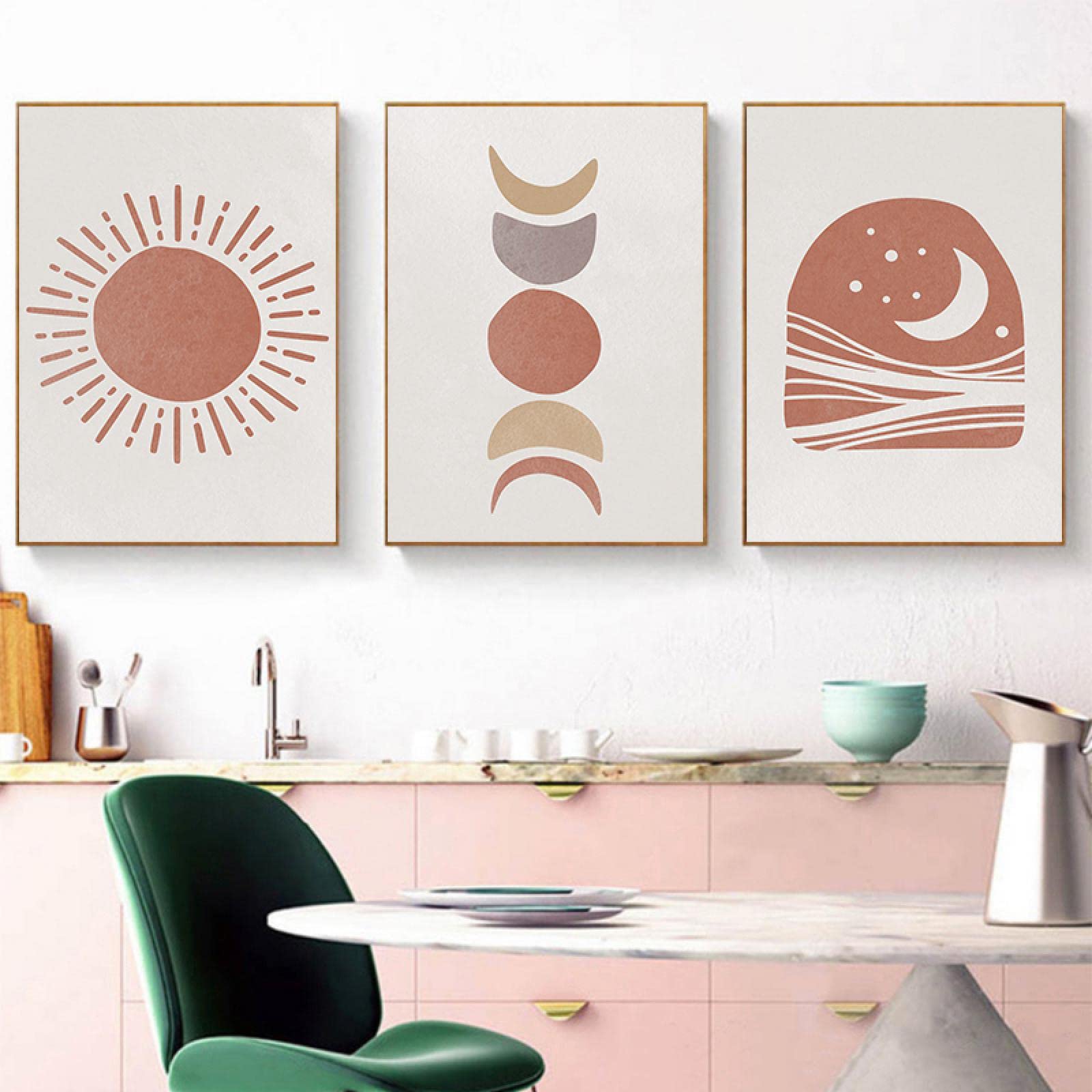 Impression Cuadros de haute qualité : triptyque d'art abstrait soleil et lune - 6