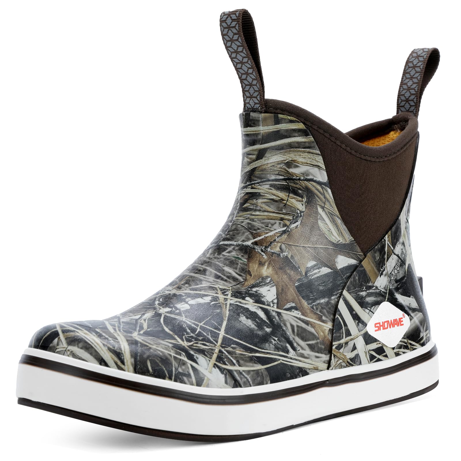 Showave Kid's Deck Boots Waterproof Ankle Rain Boots for Boys Girls Insulated Neoprene Rubber Boots Non-slip Child Rain Shoes