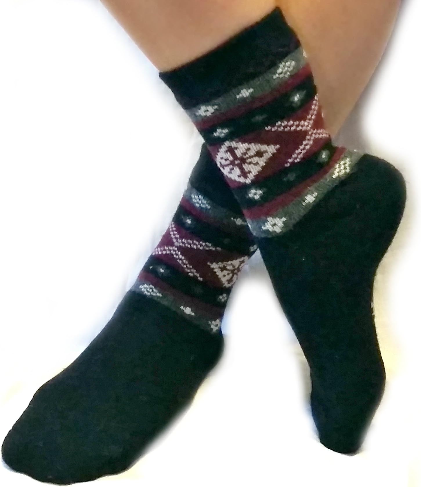 Women Hiking Socks, Thick Boot Socks for Women,Size 36-41,Black/Red