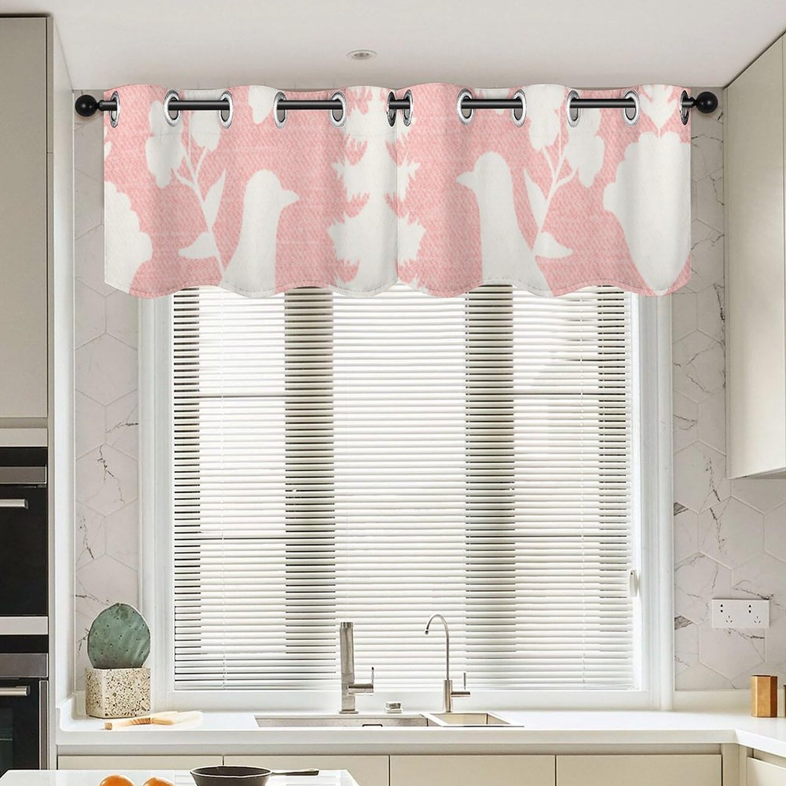 Regalo de cenefa de chenonceau rosa con pájaros para decoración