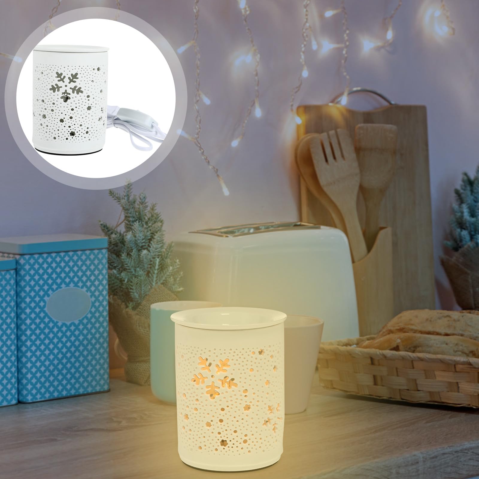 Angoily Elektrische Duftlampe aus Keramik mit Runder Form 25 W Eleganter Duftbrenner für Beruhigende Atmosphäre und Angenehmen Duft im Innenbereich