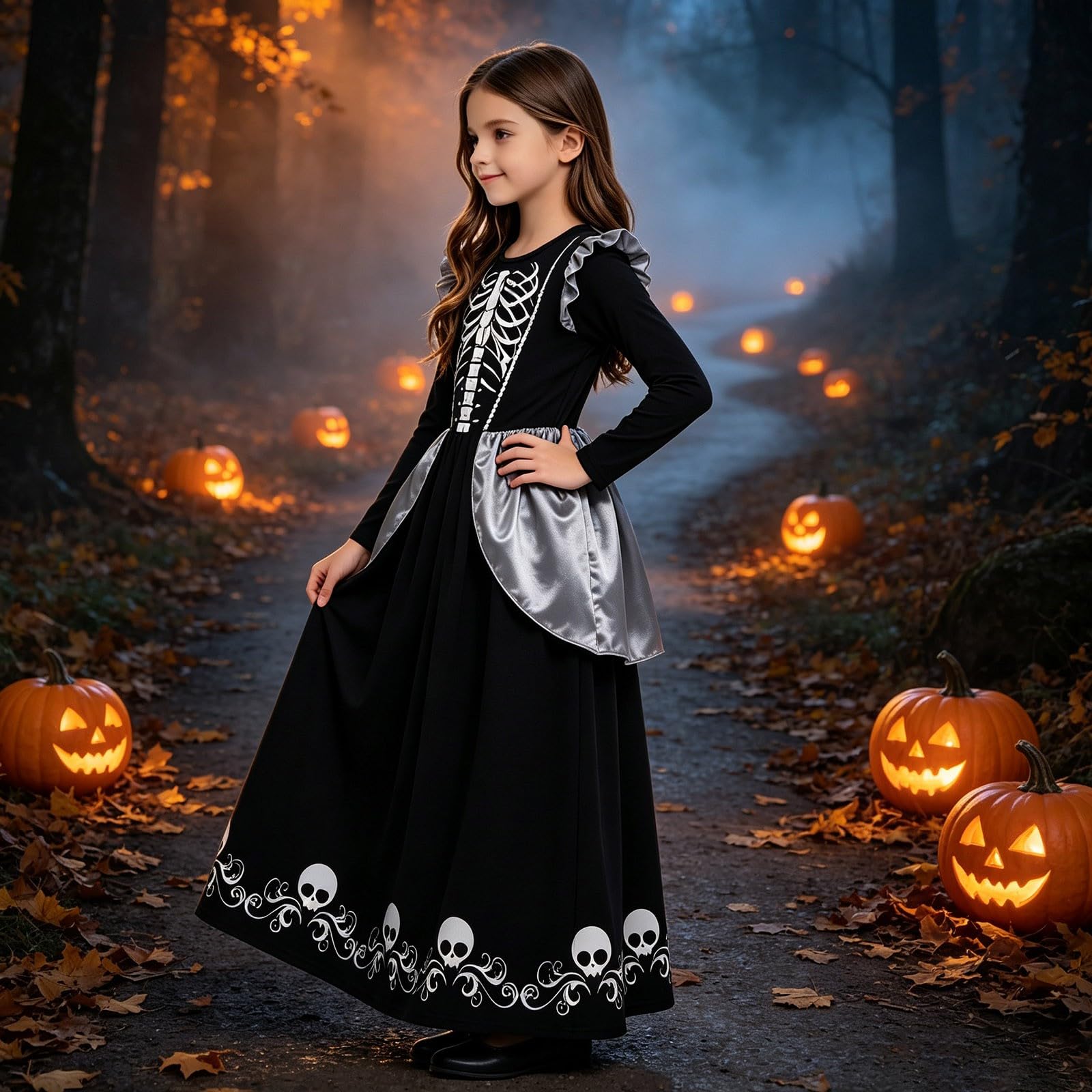 Generico Costume Medievale Bambina Abito Bianco e Oro da Principessa per Spettacolo Travestimento Femminile Elegante