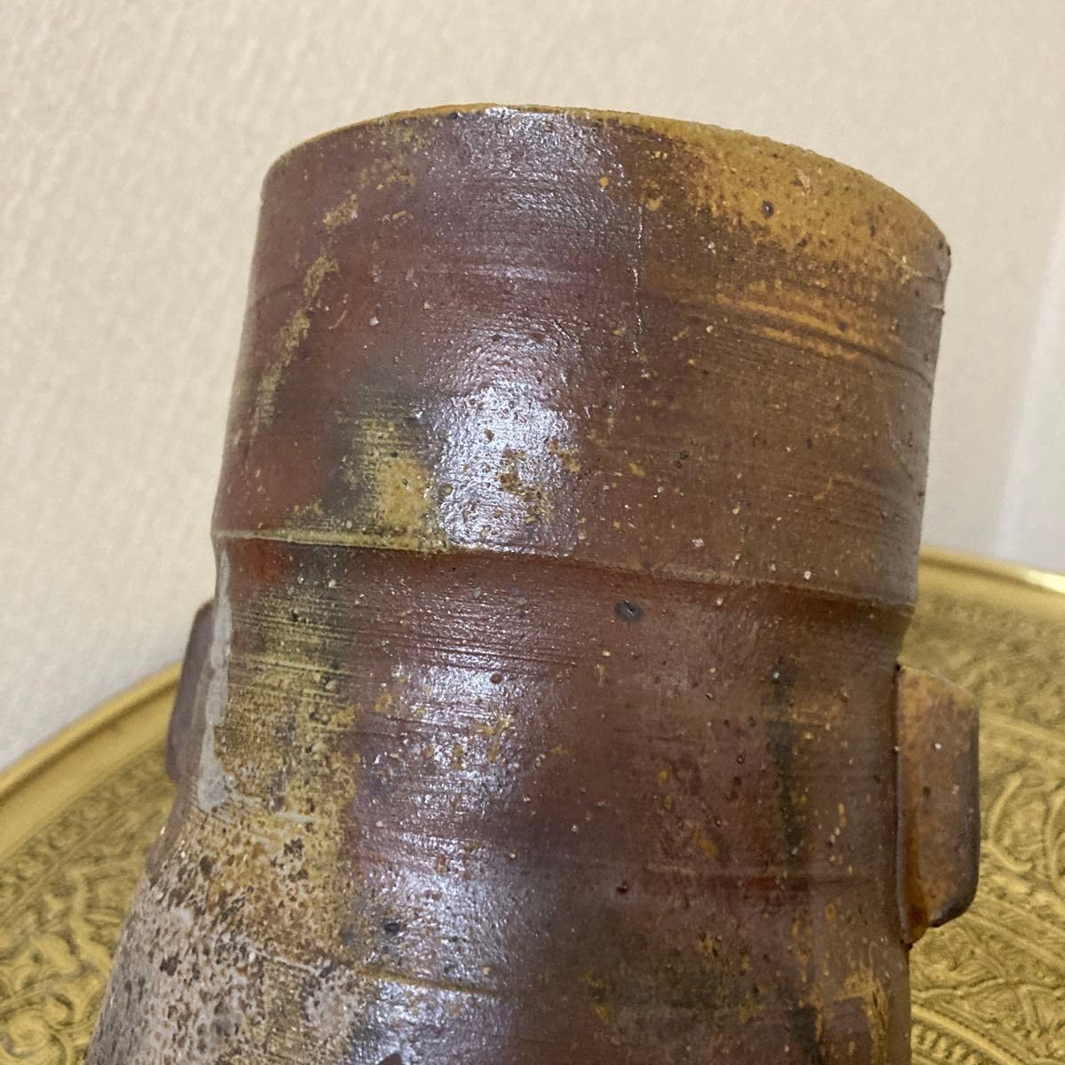 時代物 韓国美術 龍岩窯 鯉陰刻 花瓶 高約36cm 花器 箱付 c06193