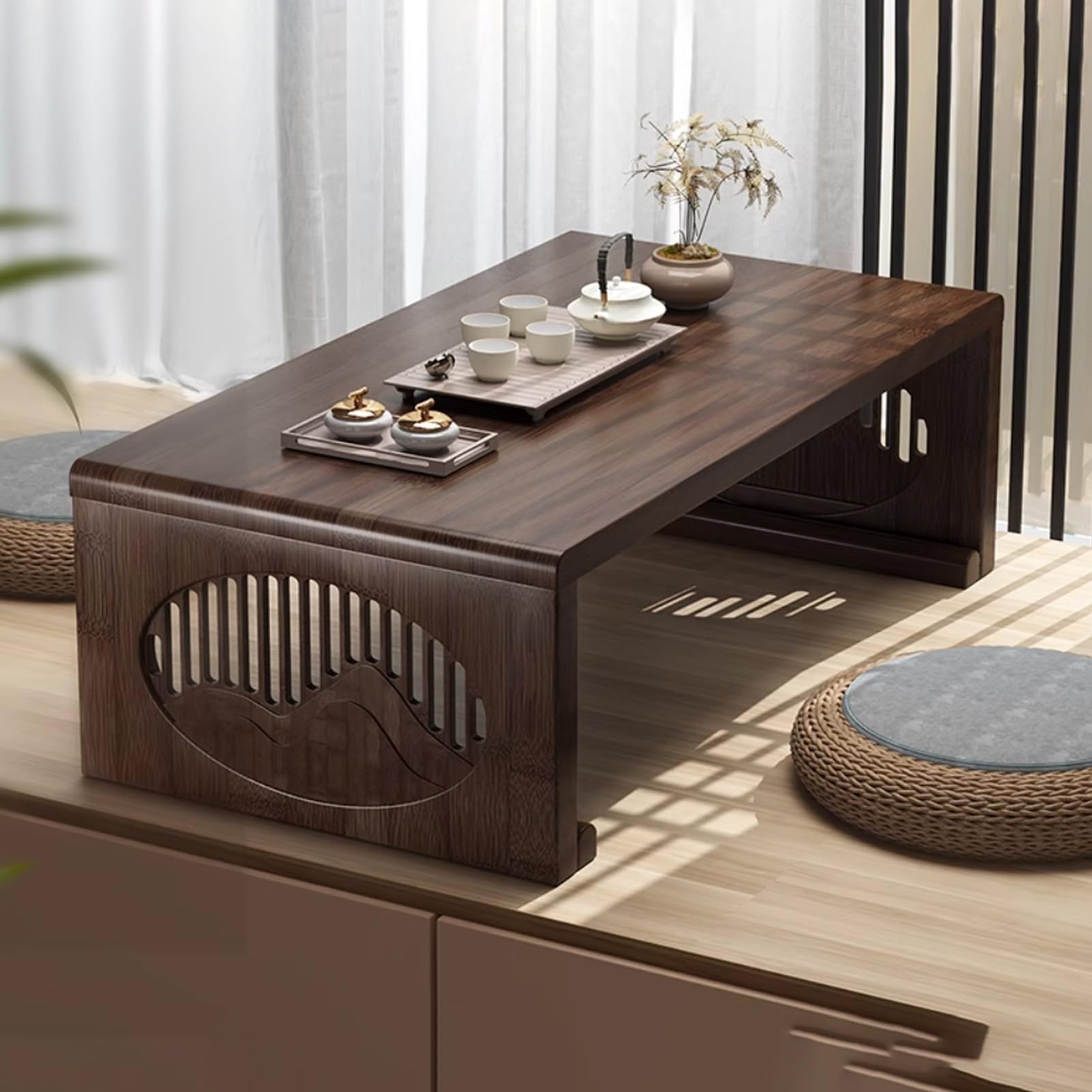 Mesa de te estilo japones de madera maciza para momentos de relax