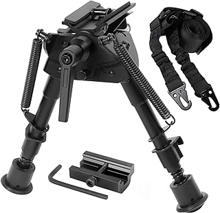 Gogoku Bipod & Sling Combo with Sling Stud Bipod Adapter Pivot Bipod with S Lock Hunting 6 to 9 Inches Bipod - Gogoku