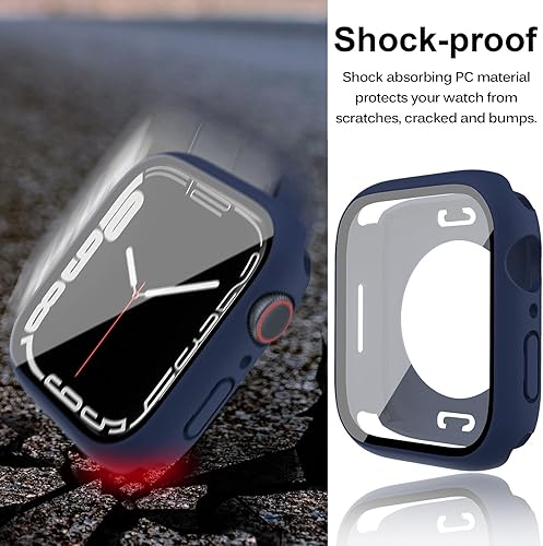 Miniatura 4 de 2 en 1 Miimall - Funda protectora de pantalla impermeable para Apple Watch 7 de 1.614 pulgadas, carcasa rígida de policarbonato impermeable
