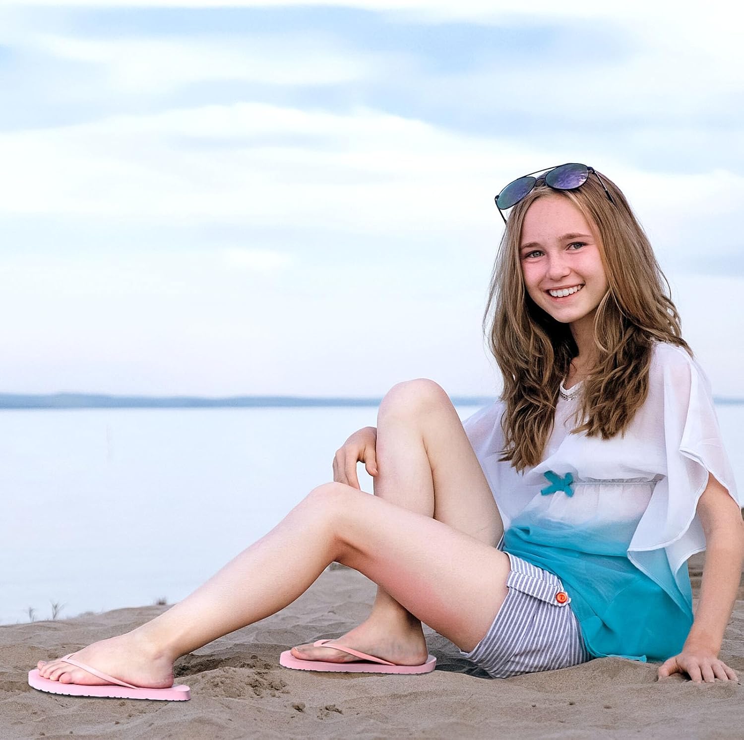 Xuhal 3 Pcs Women Girls Slim Flip Flops Colored Summer Casual Flip Flop Sandals Rubber Thong Style Cute Sandals for Women Shower - Image 2