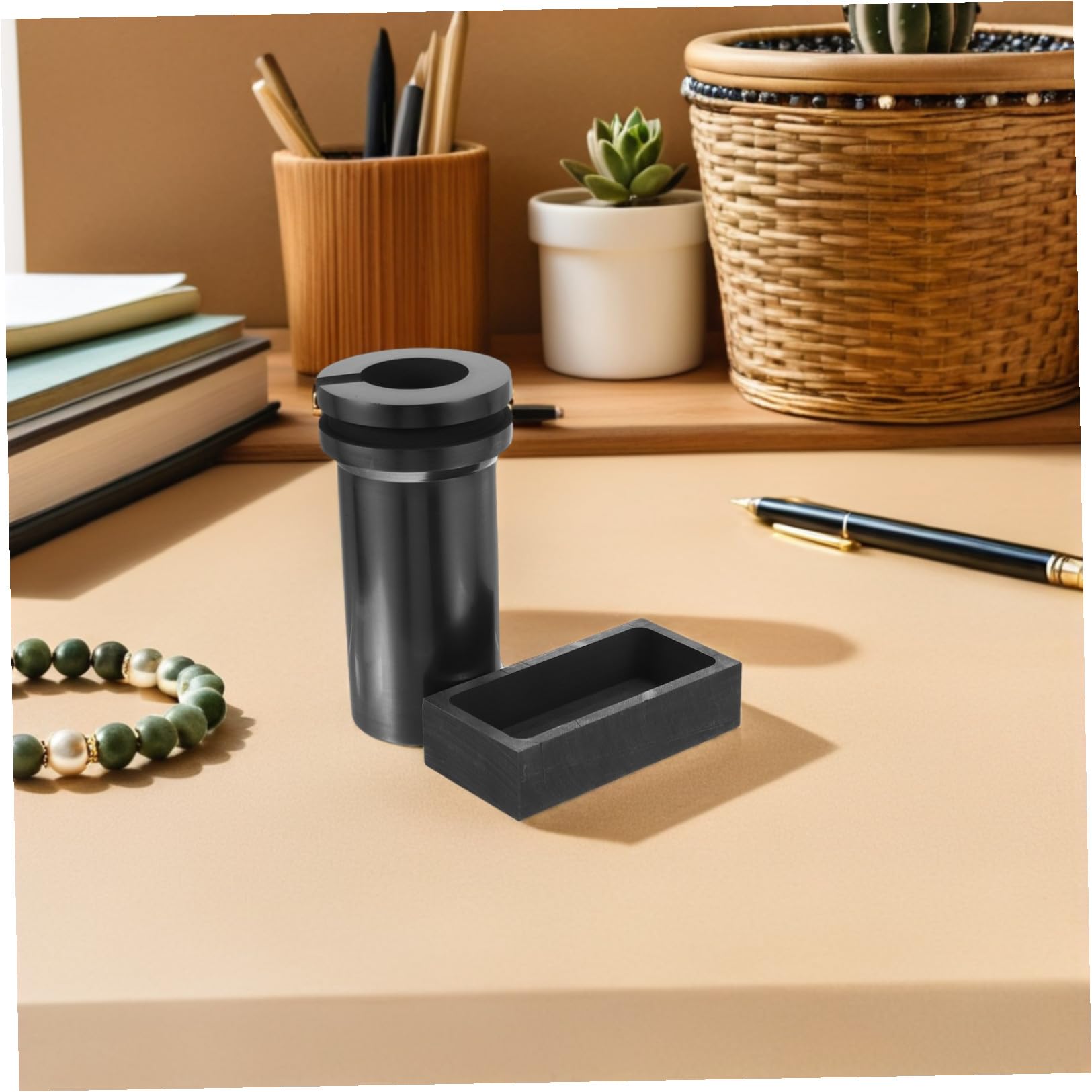 Amosfun 2 Stück Graphit Gießformset für Gold und Silberbarren 1 Kg Graphittiegel Einfache Bedienung Vielseitig für Schmelzofen und Aluminiumraffination