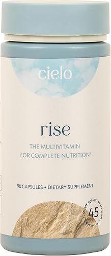 Cielo Rise Multivitamínico para mujeres y hombres Vitamina A, C, D3, E K2 y más Glicinato de magnesio, citrato y malato para apoyo digestivo