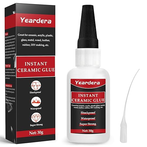 Ceramic Glue, 30g Instant Ceramic Super Glue for Porcelain and Pottery Repair, Clear Ceramic Metal Adhesive for Porcelain, Glass, Plastic, Metal,
