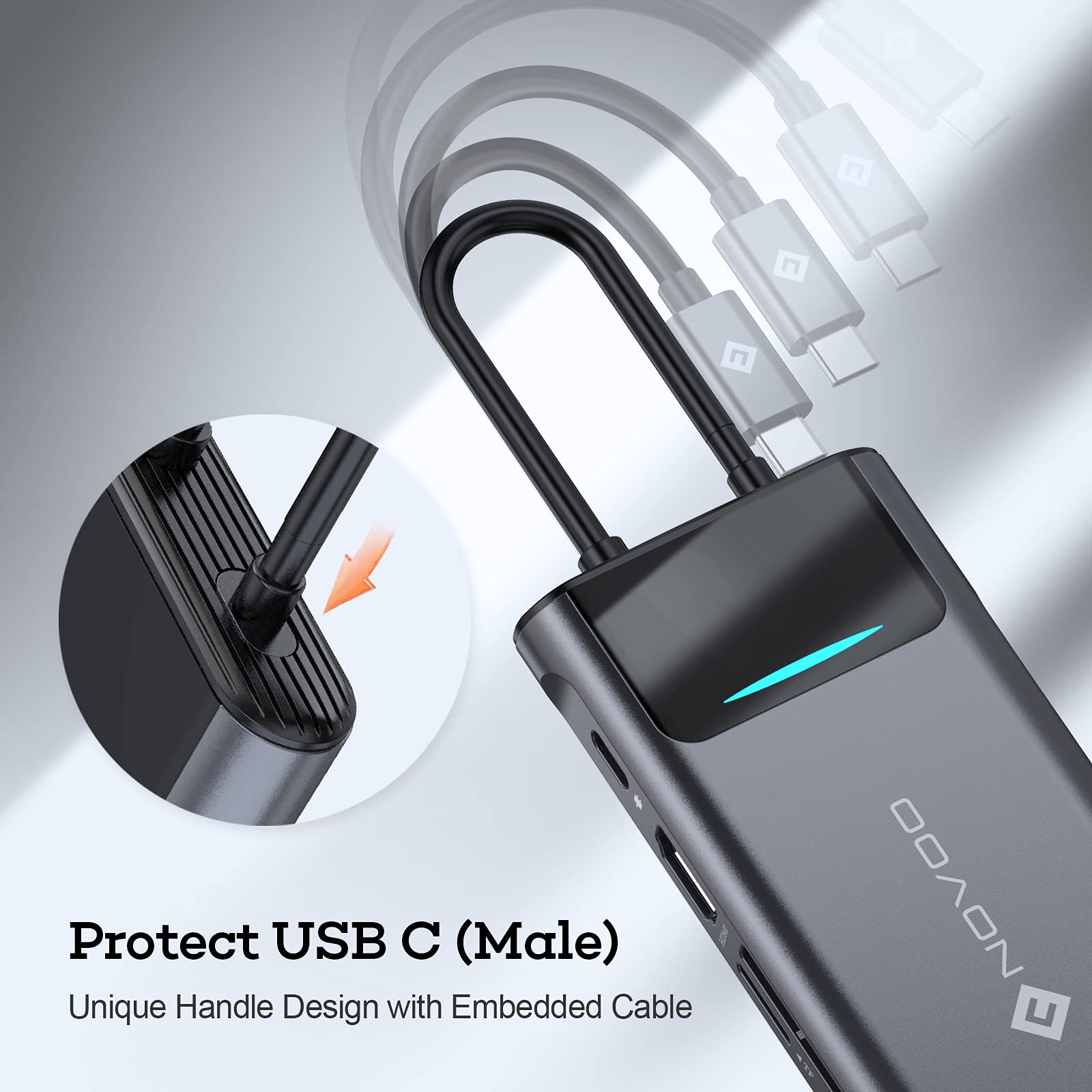NOVOO Station d'accueil 9 en 1, Hub USB C Dual HDMI, Multiport Dock USB C vers USB x 4, PD 100W, Gigabit Ethernet, Lecteur de Carte SD/TF, Station d'accueil pour MacBook Air Pro HP Dell XPS
