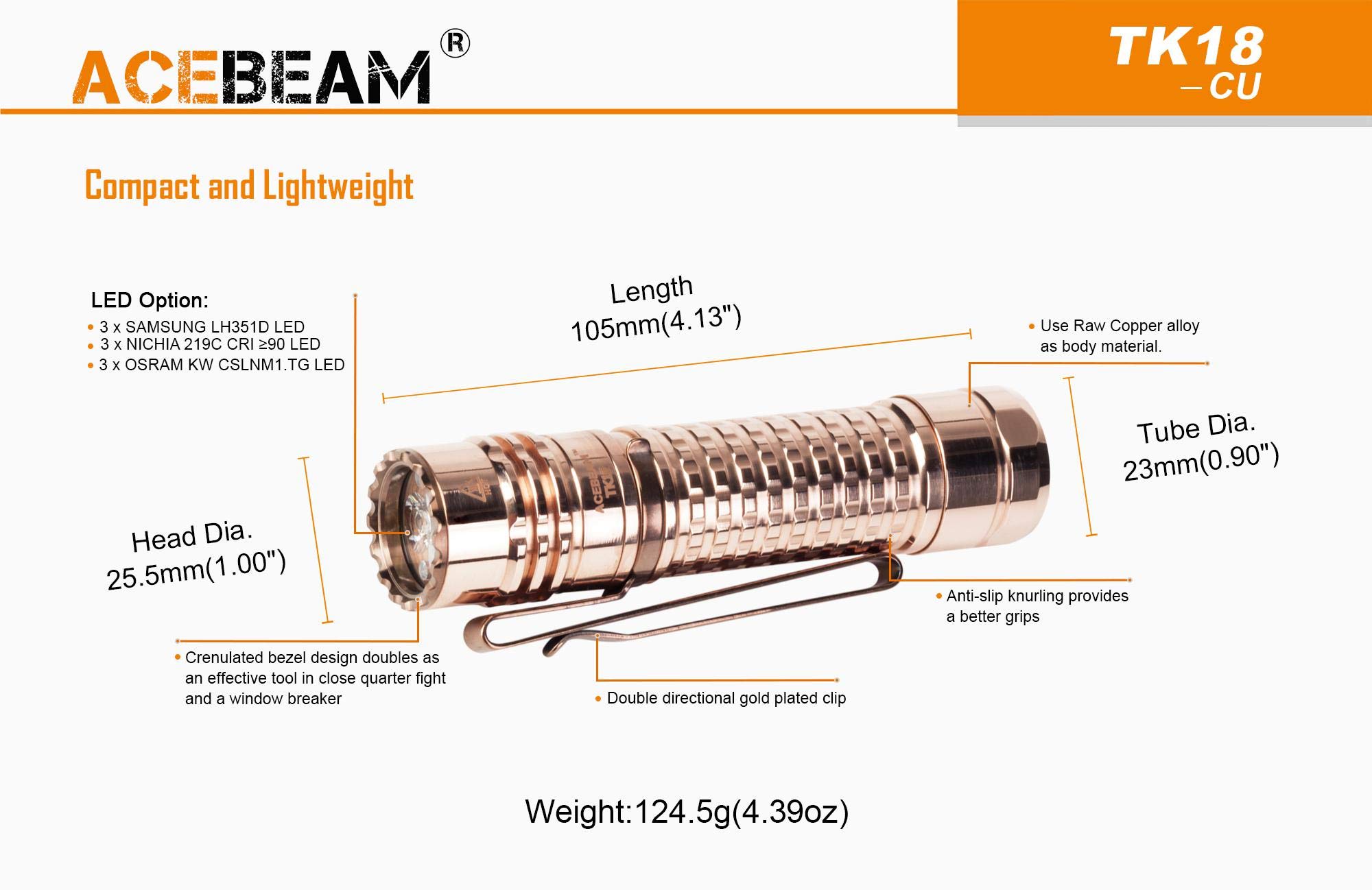 ACEBEAM TK18 Cu (銅) LEDライト Amazon | Acebeam TK18 Copper LED