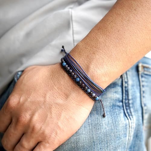 Miniatura 410 de Handmade Natural Stone Beaded Healing Bracelet Gift for Men Adjustable Rope String Bracelet