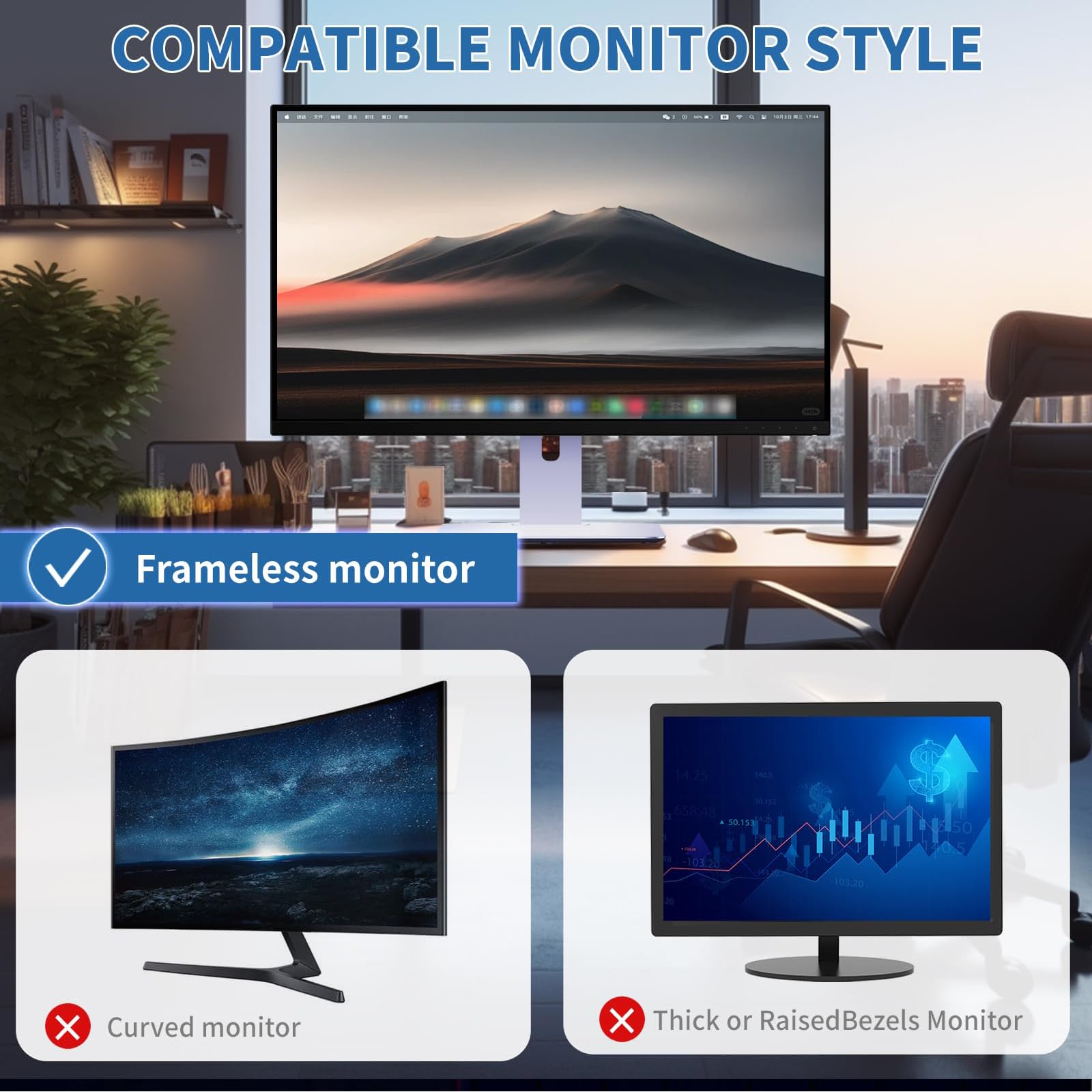 Filtro de pantalla magnético de privacidad para monitor de computadora de 24 pulgadas 16:9/16:10 | Protector de filtro de computadora de luz azul extraíble antirreflejos