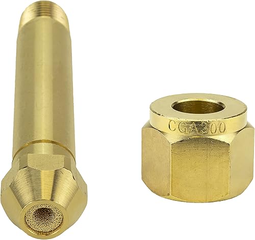 Miniatura 3 de SÜA - Reemplazo de tuerca y pezón para reguladores de acetileno y cloruros de etilo CGA-300 - Longitud del pezón 3-12'' - Rosca lateral del