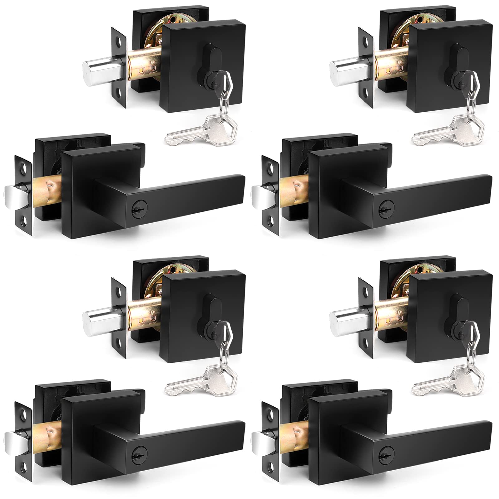 Poignée de porte carrée de qualité supérieure double cylindre Probrico Noir