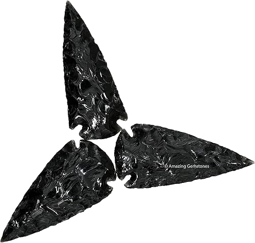 Miniatura 5 de 3 puntas de flecha de obsidiana negra cristal natural y piedra curativa punta de flecha de pedernal puntas de flecha de 2 a 3 pulgadas para