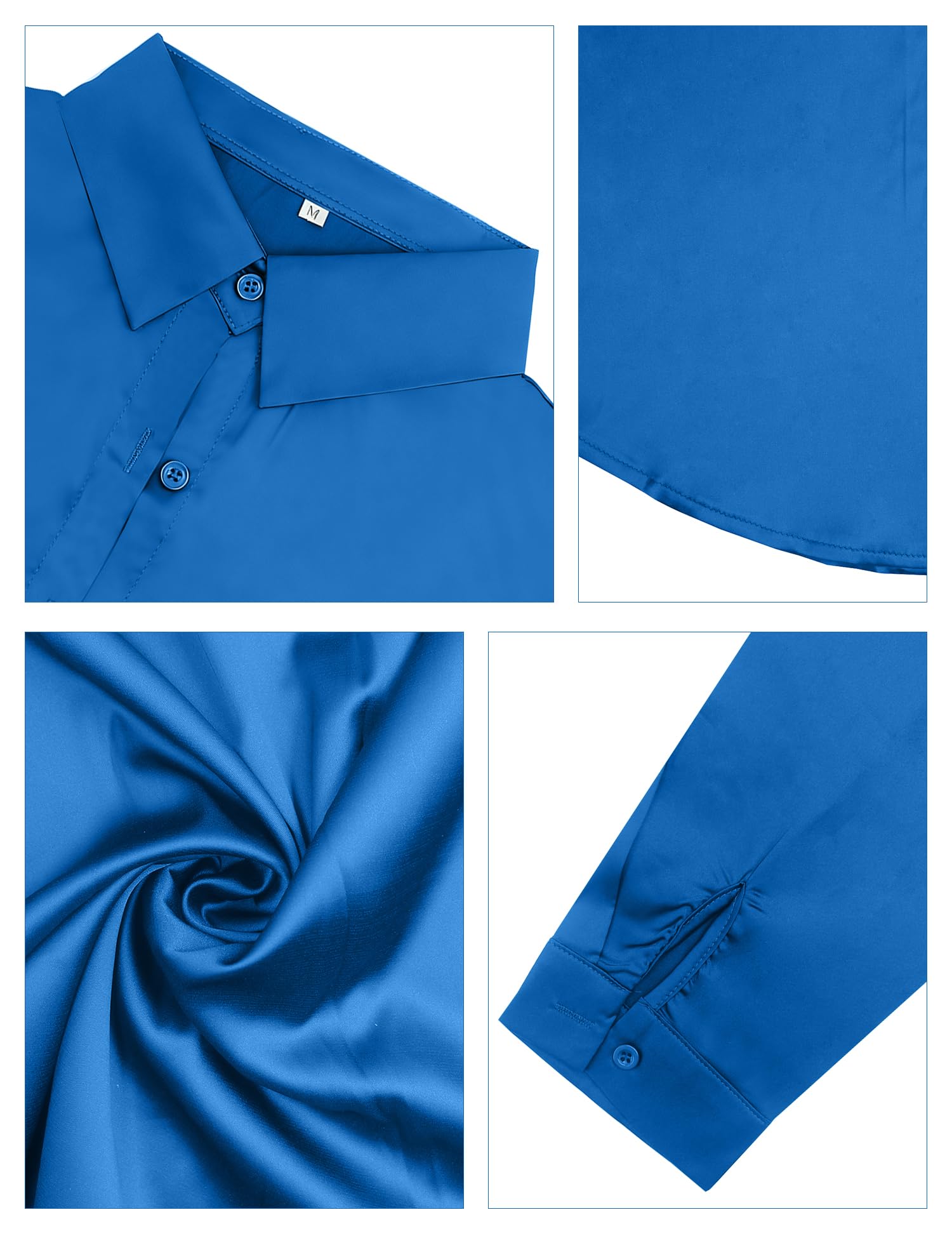 Camicia in Satin Elegante Donna Blusa con Manica Lunga Camicetta da Lavoro con Bottoni Maglietta Shirt Satinato per Ufficio, Serata e Tempo Libero
