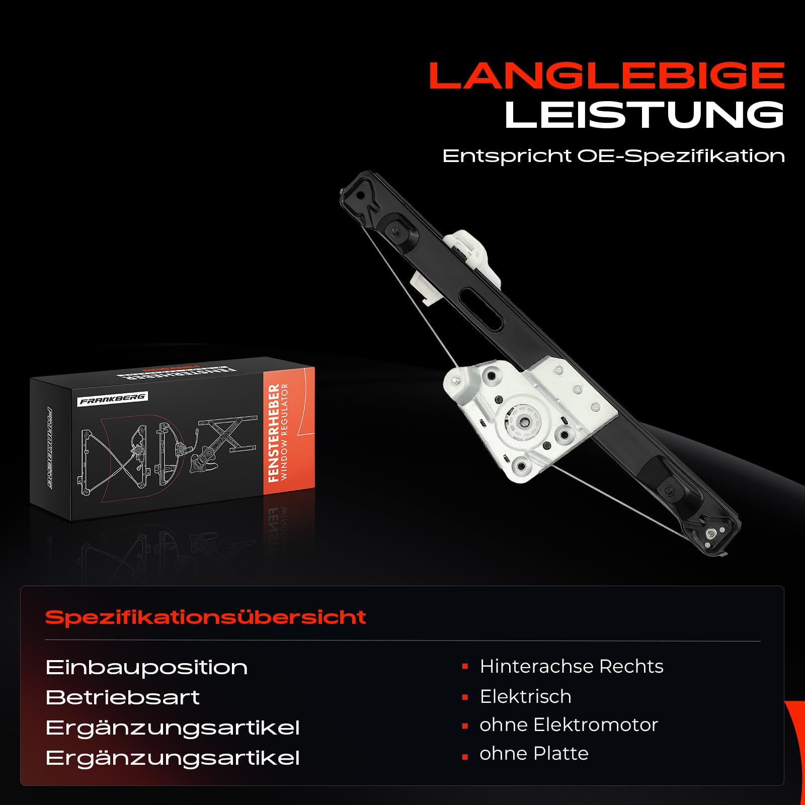 Frankberg Fensterheber Hinten Rechts Kompatibel mit 3er E90 E91 316 318 320 325 330 335 Limousine Kombi 2004-2012 51357140590