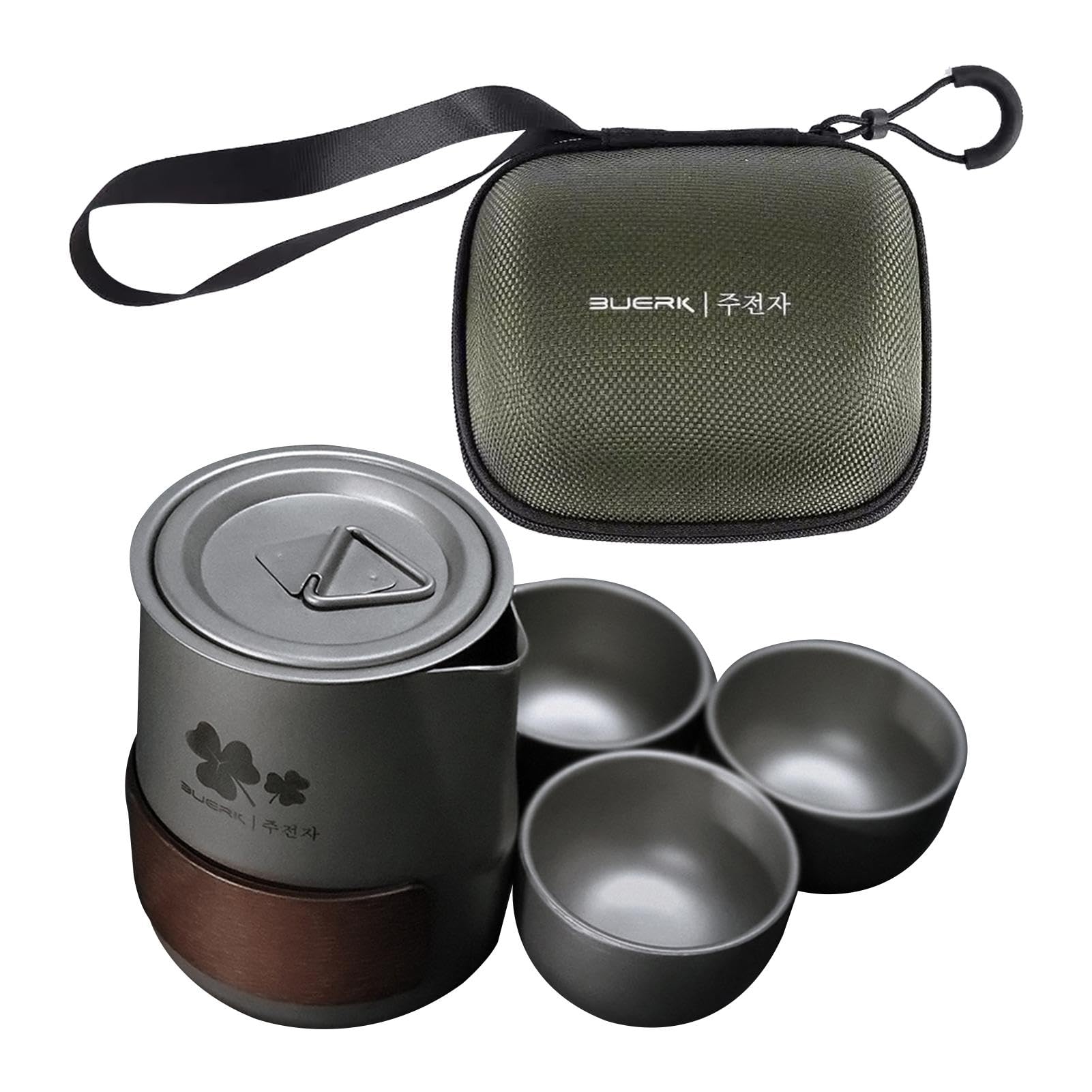 Hervidor de agua de camping, juego de hervidor de agua de acero inoxidable