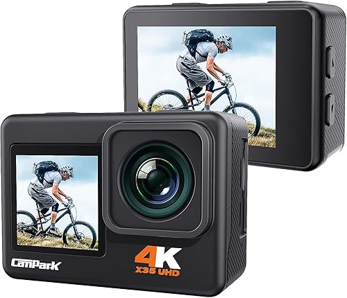 CAMWORLD - Cámara de acción 4K, cámara impermeable, cámara submarina para esnórquel, cámara de casco de bicicleta, EIS, gran angular de 170, zoom