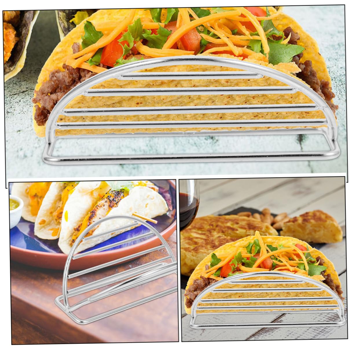 4 Piezas Soporte para Tacos de Acero Inoxidable para Restaurante
