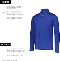 Vista 4 de Russell Athletic s Dri-Power - Sudadera ligera con cremallera de 14, ropa deportiva para protección solar de secado rápido