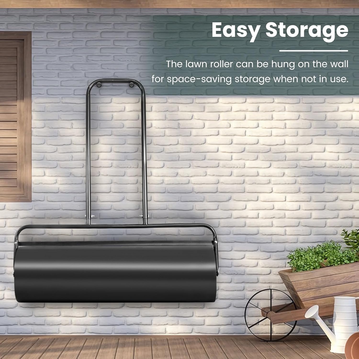 Lawn Roller, ARNOT 12x36-Inch, 63L/ 17 Gallons Heavy-Duty Push/Tow Behind Water/Sand Filled Garden Drum Roller for Park, Garden, Yard, Ball Field, Black