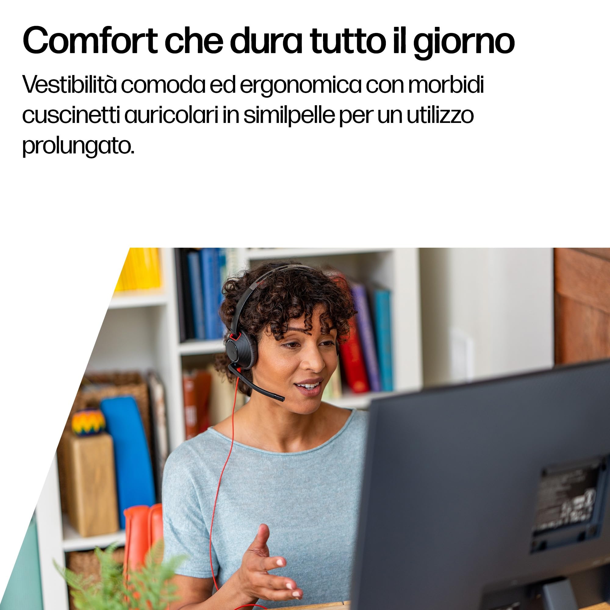 Poly Blackwire 5220, Cuffia Cablata con Connessione USB-A, USB-C, AUX 3,5 mm, Cuscinetti in Similpelle, Riduzione del Rumore e dell'Eco, 2024,Comandi sul Cavo, Compatibile con Windows 10 e macOS, Nero